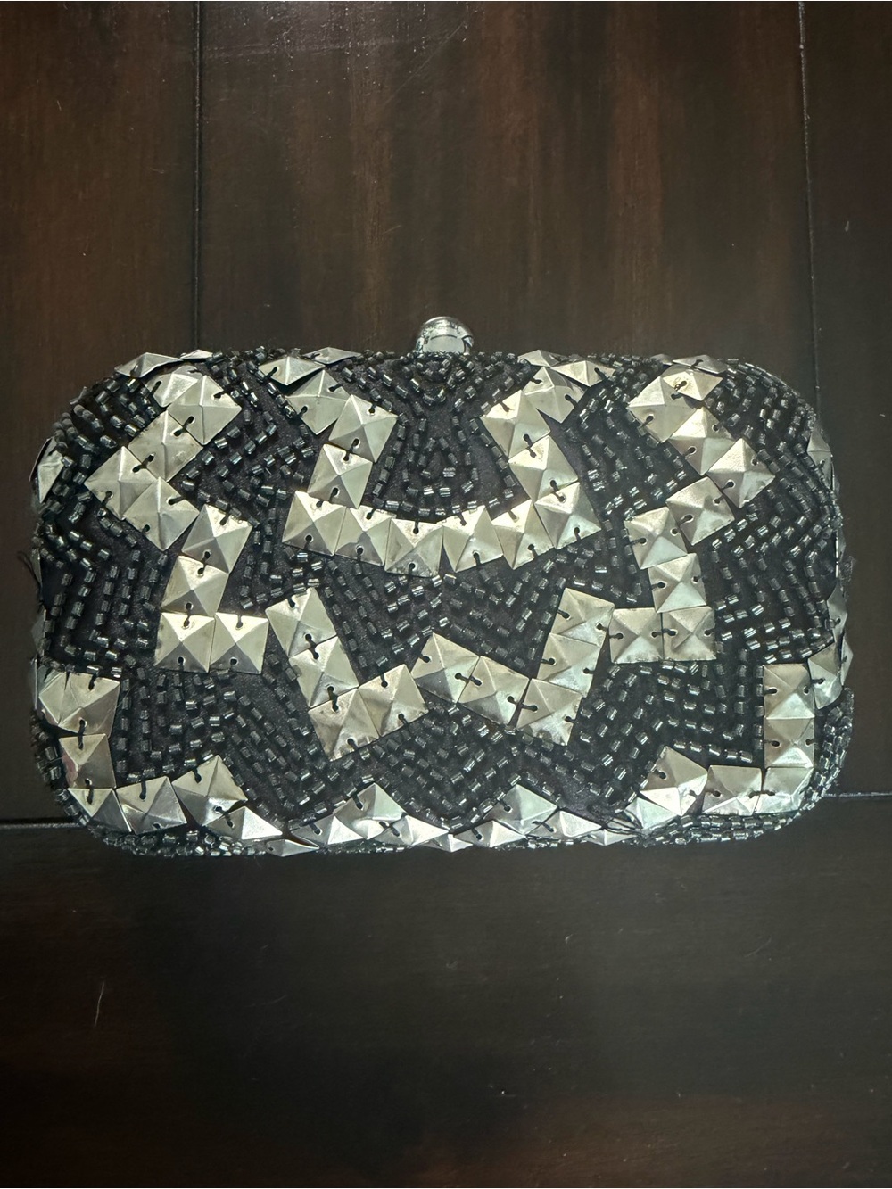 Juicy Couture Black and Silver Studded Evening Clutch